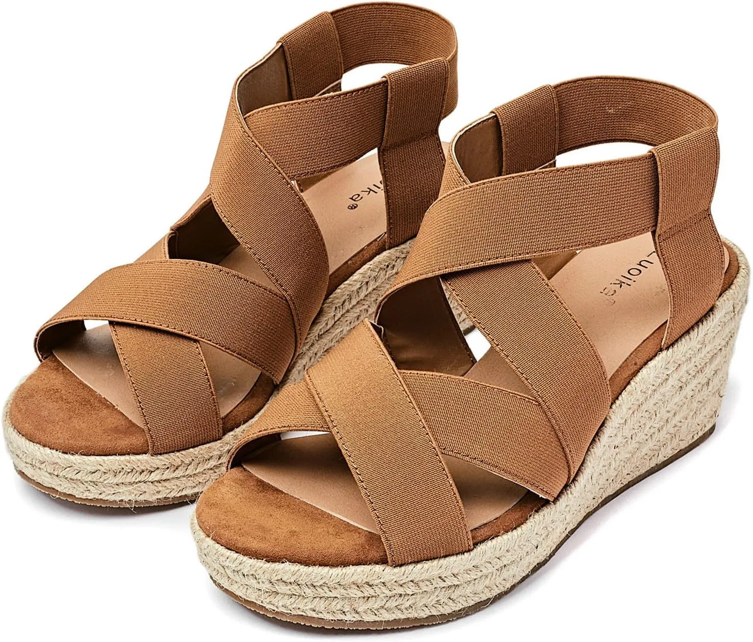 Luoika Women's Wide Width Wedge Sandals, Platform Ankle Strap Open Toe Espadrille Wedge Pump Heel Women's Sandals Concise Casual Summer Shoes.