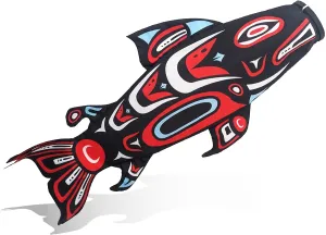 Madrona Brands Totem Salmon Fish Windsock | Durable Outdoor Hanging Wind Decoration | Yard, Garden, Boat, Dock | 40-Inch