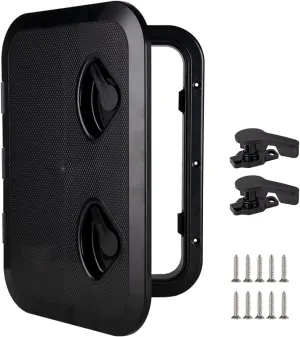 Marine Deck Access Hatch 12.4"×17.3" White/Black Rectangle Boat Hatch & Lid,Boat Deck Hatch Lids (Black)