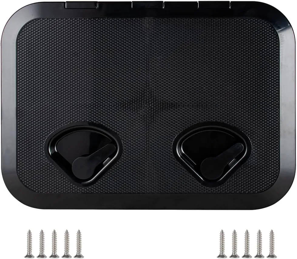 Marine Deck Access Hatch 12.4"×17.3" White/Black Rectangle Boat Hatch & Lid,Boat Deck Hatch Lids (Black)