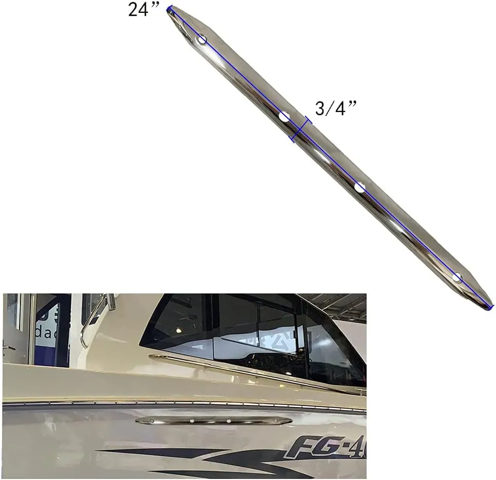 Marine Stainless Steel Rub Strake - Line Rub Strakes Protection for Boat Yacht RV Accessories, 2 Pcs