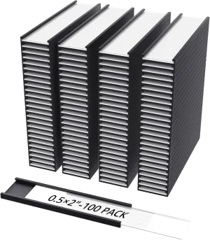 MaxGear 100 Pack C Channel Magentic Label Holders, 0.5x2 Magnetic Labels, Reusabel Magnet Name Tags for Locker Shelf, Tool Box, Home, Office, Refrigerator, Whiteboard