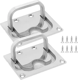 MDEOOSKY 2 PCS Hatch Pull Flush Lift Solid Boat Ring Hatches Handles, 316 Stainless Steel Hatches Pull Flush Lift, with Mount Screws, for Boat Deck Hatch Handle and Home Furniture Recessed Handle