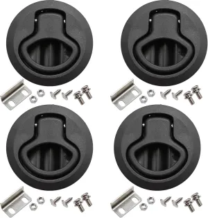 MDEOOSKY 4PCS Boat Latches, Latch Hatch Round Pull Marine, Boat Flush Pull Hatch, Latch Locking for Boat, Handle Round Deck Hatch, Black