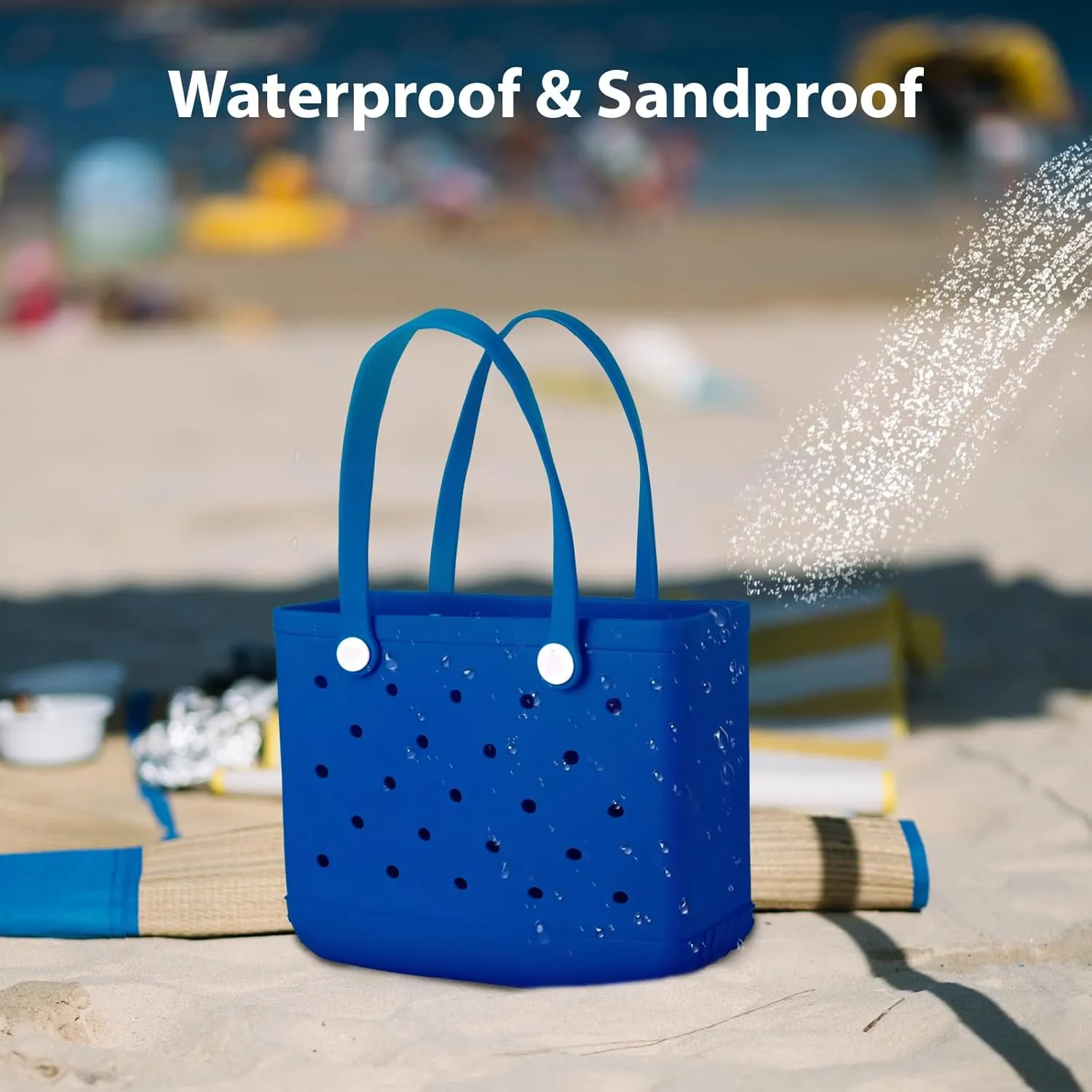 Medium Rubber Beach Bag for Men & Women, Large Capacity Travel Bag Tote Bag for the Beach Boat Pool