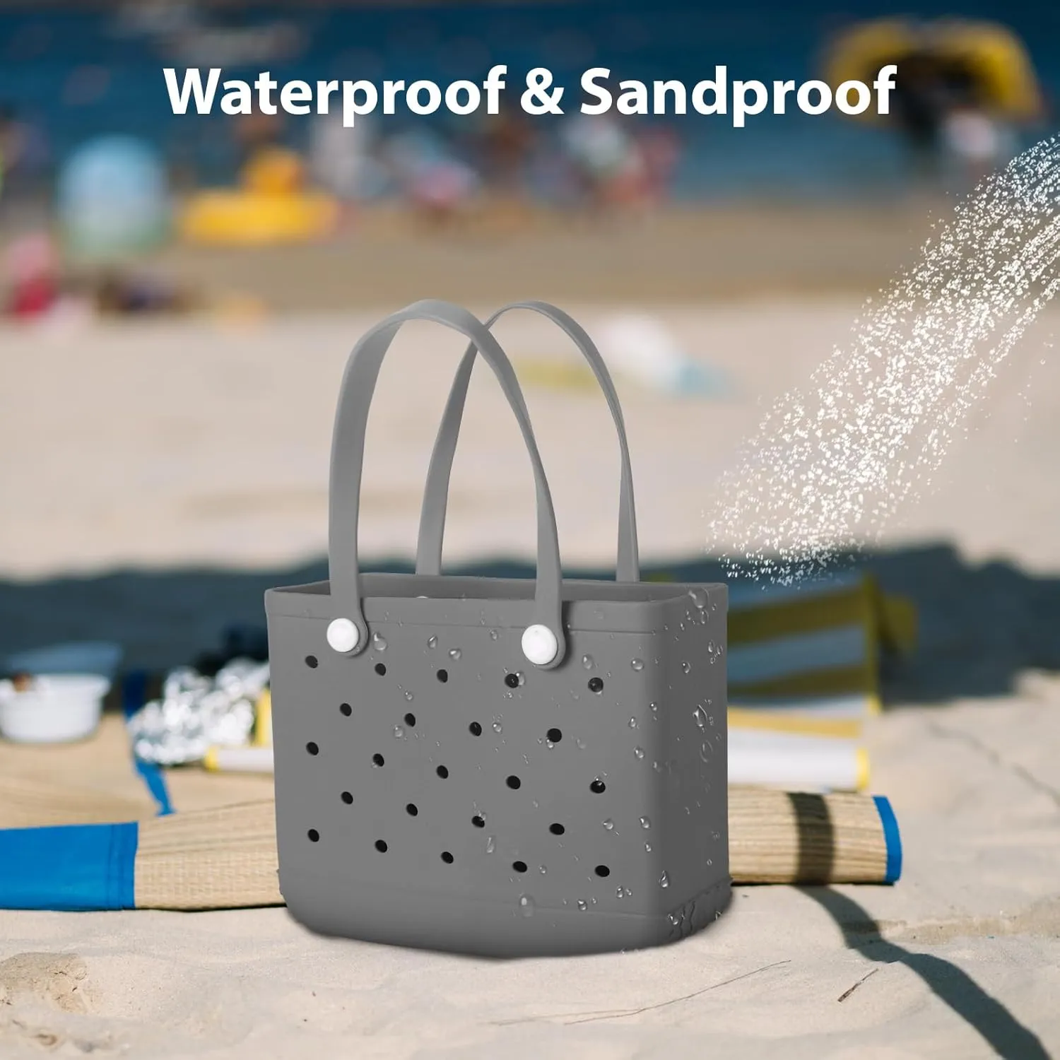 Medium Rubber Beach Bag for Men & Women, Large Capacity Travel Bag Tote Bag for the Beach Boat Pool