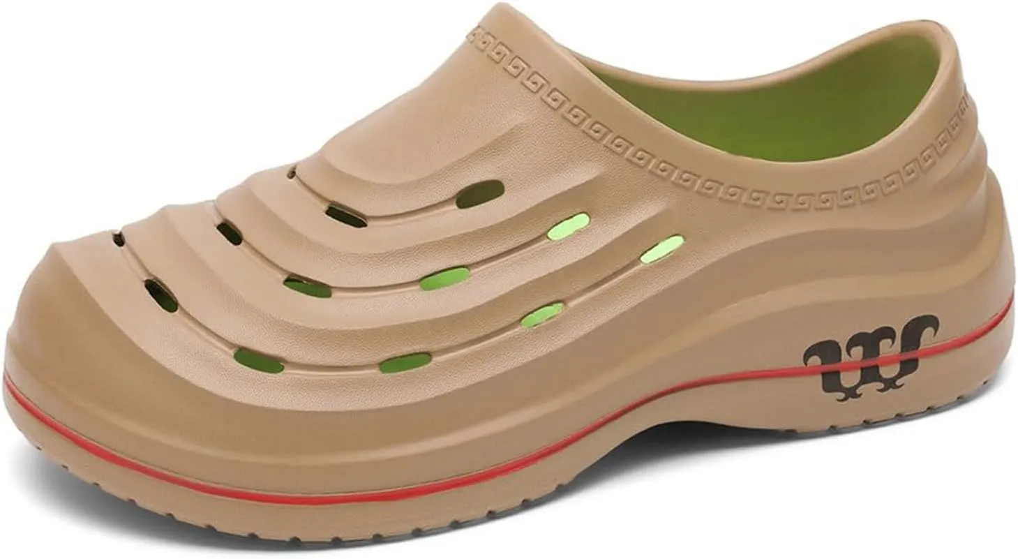 Men's and Women's Arch Support Clogs,Wide Toe Box Non-Slip Beach Slippers,Oil Resistant Waterproof Armadillo Chef Shoes, Slip-on Garden Shoes Lightweight Kitchen Clogs with Removable Cushion Footbed