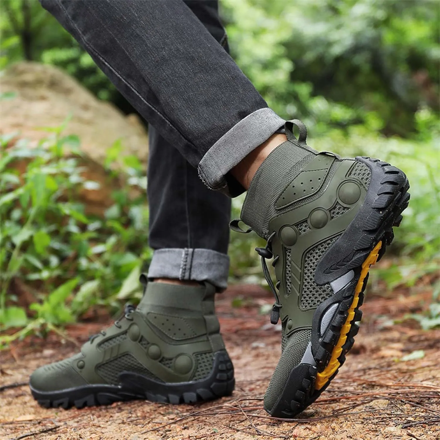 Men's Anti-Slip Climbing Shoes Breathable Lightweight Sports Barefoot Hiking Shoes Quick-Drying Mesh Sports Water Shoes Outdoor Camping Adventure Travel Backpacking Shoes-5-14 US Size