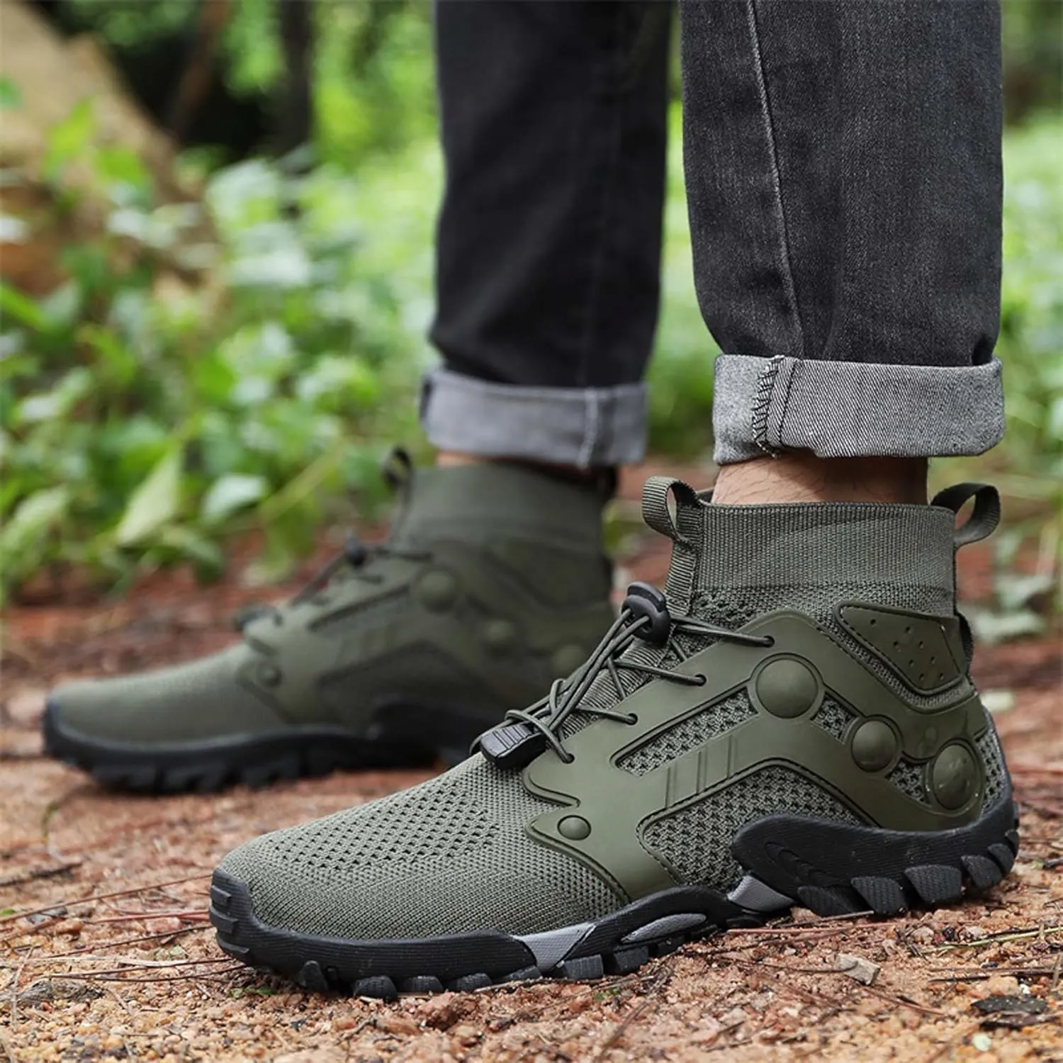 Men's Anti-Slip Climbing Shoes Breathable Lightweight Sports Barefoot Hiking Shoes Quick-Drying Mesh Sports Water Shoes Outdoor Camping Adventure Travel Backpacking Shoes-5-14 US Size