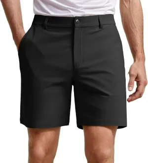 Men's Casual Chino Shorts Comfort Stretch Classic-Fit Flat Front Solid Summer Beach Shorts