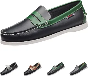 Men's Loafers Slip-on Leather Casual Shoes,Fashion Lightweight Comfort Non-Slip Driving Walking Moccasin Boat Penny