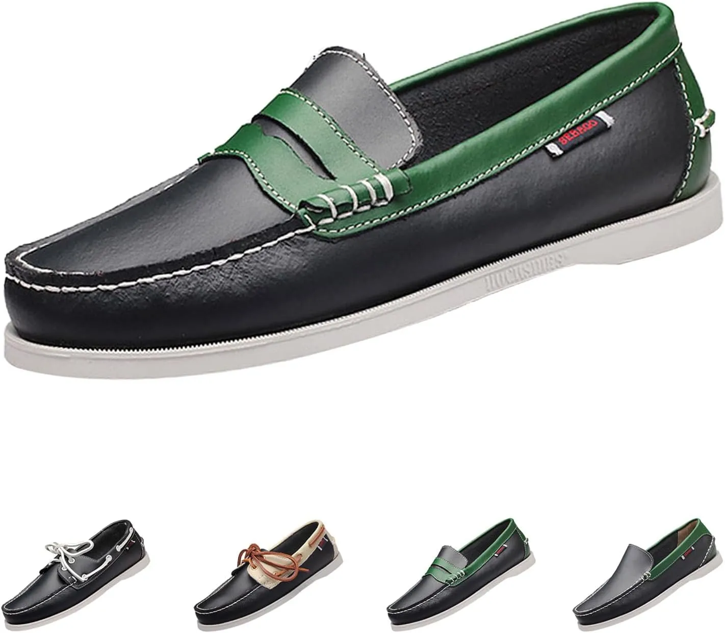Men's Loafers Slip-on Leather Casual Shoes,Fashion Lightweight Comfort Non-Slip Driving Walking Moccasin Boat Penny