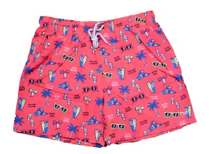 Men's Printed Swim - Surf's Up - Coral