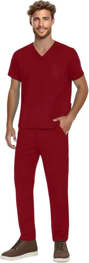 Mens Scrubs Set Stretchy Uniform Scrubs For Men Set V Neck Medical Scrub Tops Shirts and Pants S to 3XL