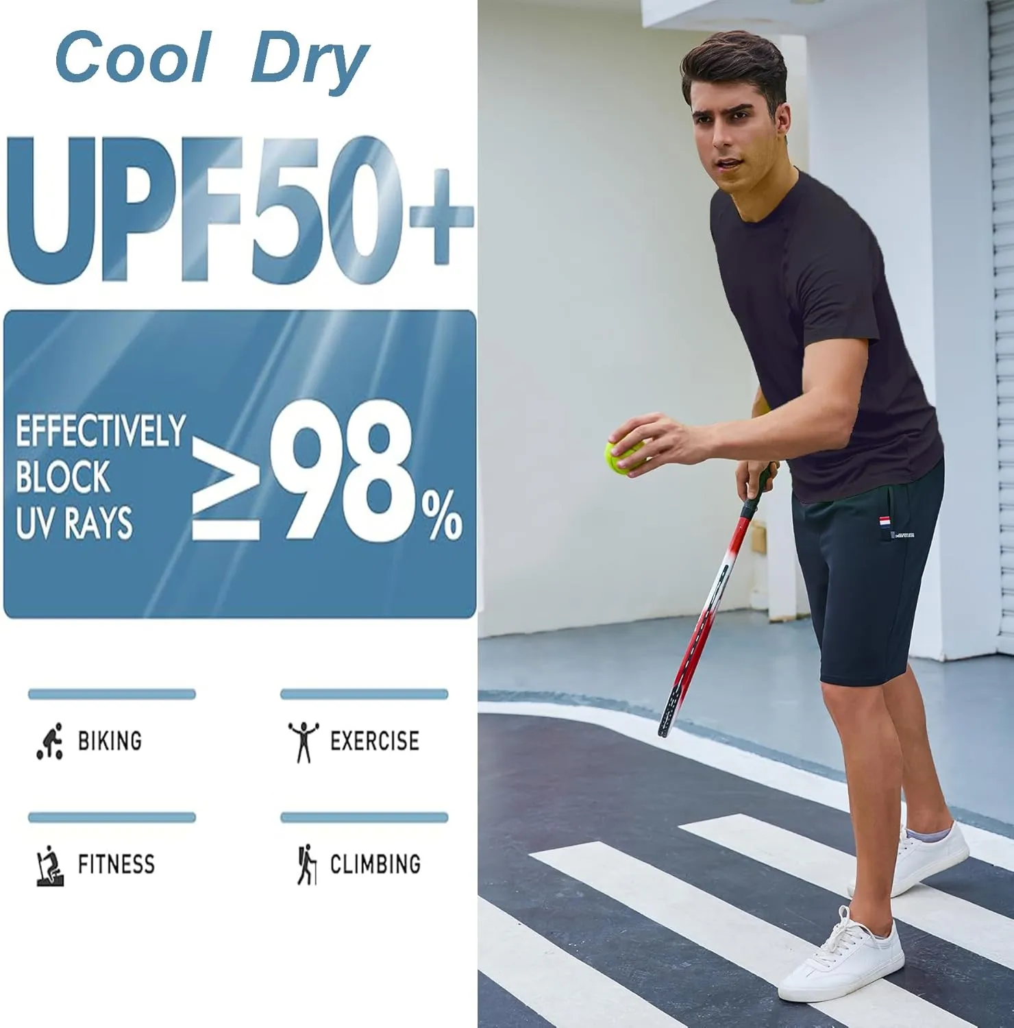 Men's T Shirt Short Sleeve Rash Guard Sun Protection Dry Fit Athletic Running Workout Swim Fishing T Shirts Top for Men