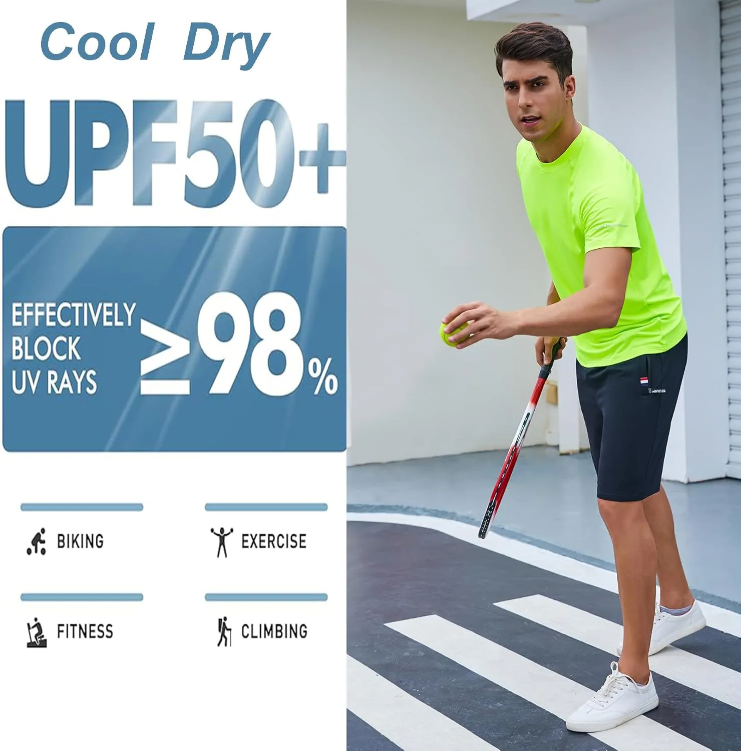 Men's T Shirt Short Sleeve Rash Guard Sun Protection Dry Fit Athletic Running Workout Swim Fishing T Shirts Top for Men