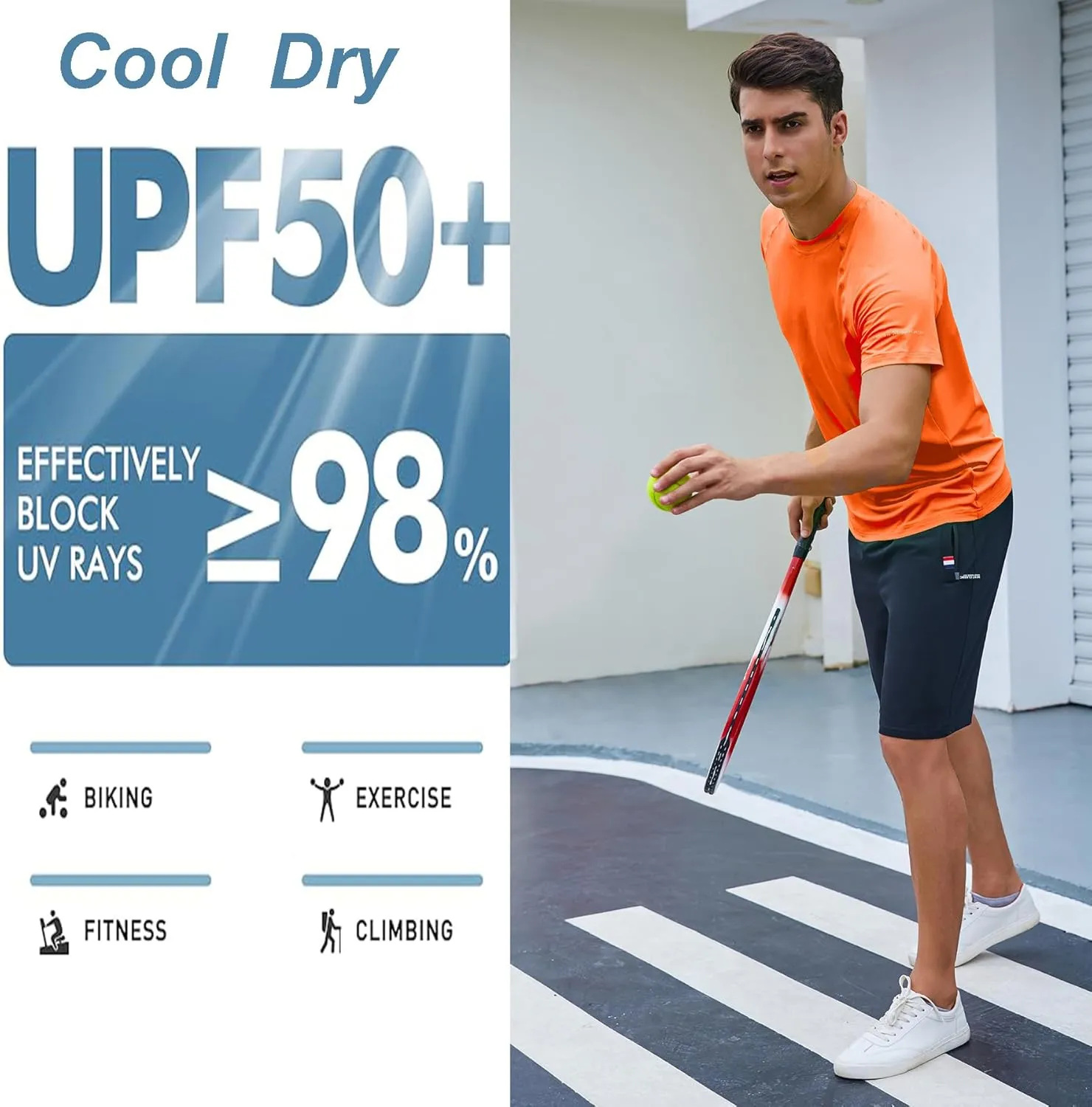 Men's T Shirt Short Sleeve Rash Guard Sun Protection Dry Fit Athletic Running Workout Swim Fishing T Shirts Top for Men