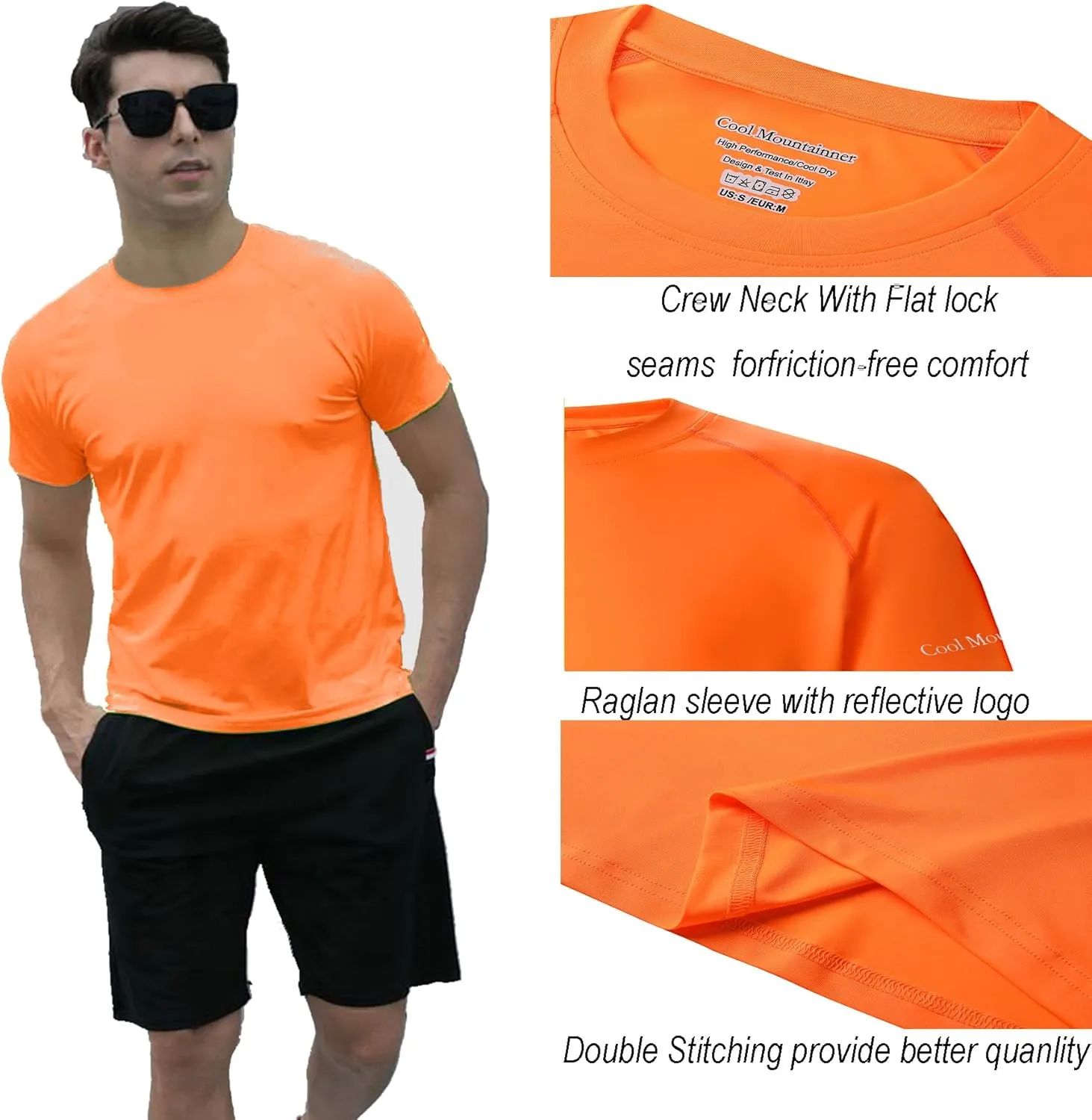 Men's T Shirt Short Sleeve Rash Guard Sun Protection Dry Fit Athletic Running Workout Swim Fishing T Shirts Top for Men