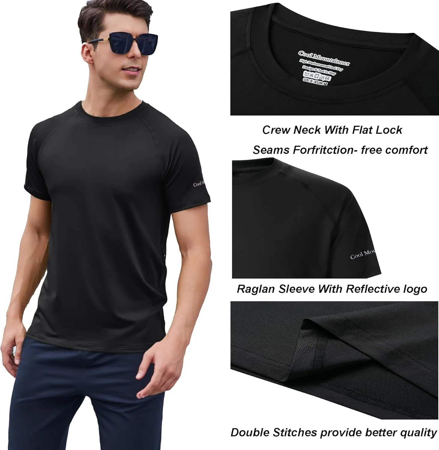 Men's T Shirt Short Sleeve Rash Guard Sun Protection Dry Fit Athletic Running Workout Swim Fishing T Shirts Top for Men