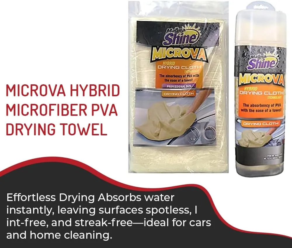 MicroVA Super Absorbent Hybrid Microfiber PVA Drying Towel for Car Exterior/Interior, Multipurpose Drying Towel Ideal for Home Use, Boat, Motorcycle