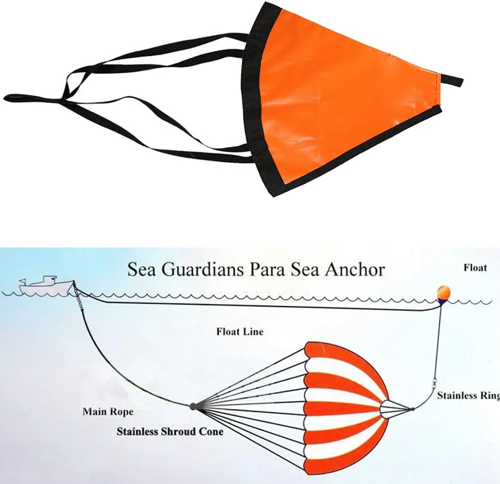 MOOCY Sea Anchor Drift Sock,24”/32”/42” Parachute Drift Anchor with Harness Buoy for Marine Boat/Yacht/Jet Ski/Inflatable/Power Boat/Sail Boat