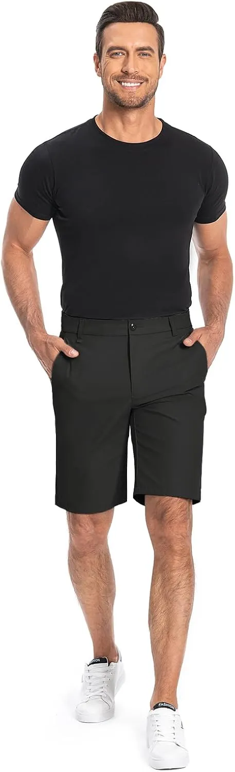 Moosehill Mens Golf Dress Casual Shorts 7" 10" Quick Dry Stretch Anti-Wrinkle Flat Front with 4 Pockets for Work Hybrid Chino