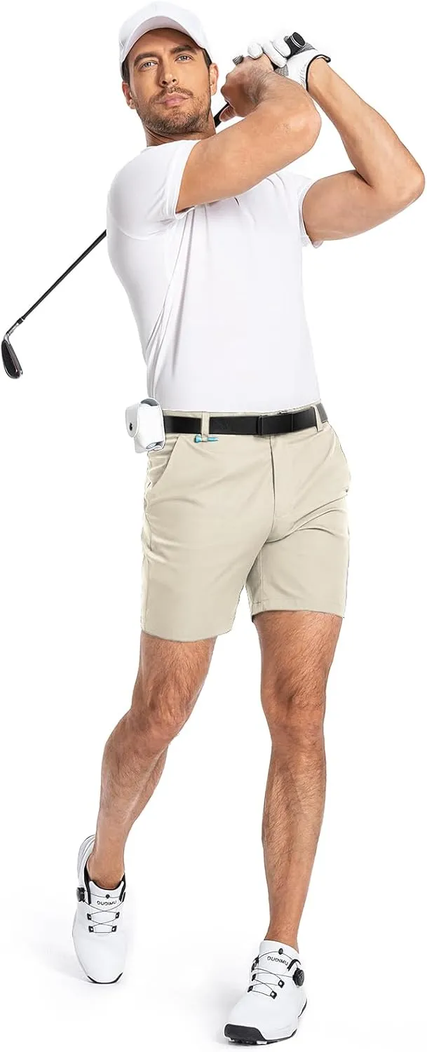 Moosehill Mens Golf Dress Casual Shorts 7" 10" Quick Dry Stretch Anti-Wrinkle Flat Front with 4 Pockets for Work Hybrid Chino