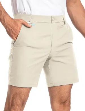 Moosehill Mens Golf Dress Casual Shorts 7" 10" Quick Dry Stretch Anti-Wrinkle Flat Front with 4 Pockets for Work Hybrid Chino