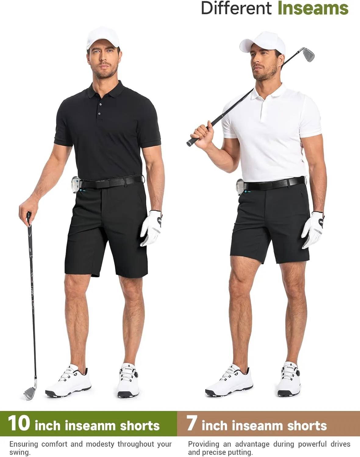 Moosehill Mens Golf Dress Casual Shorts 7" 10" Quick Dry Stretch Anti-Wrinkle Flat Front with 4 Pockets for Work Hybrid Chino