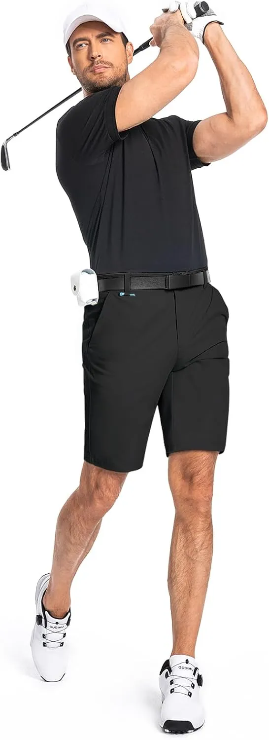 Moosehill Mens Golf Dress Casual Shorts 7" 10" Quick Dry Stretch Anti-Wrinkle Flat Front with 4 Pockets for Work Hybrid Chino