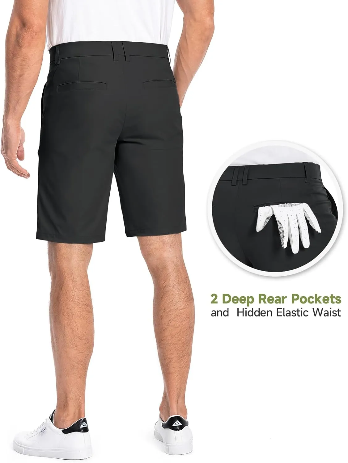 Moosehill Mens Golf Dress Casual Shorts 7" 10" Quick Dry Stretch Anti-Wrinkle Flat Front with 4 Pockets for Work Hybrid Chino