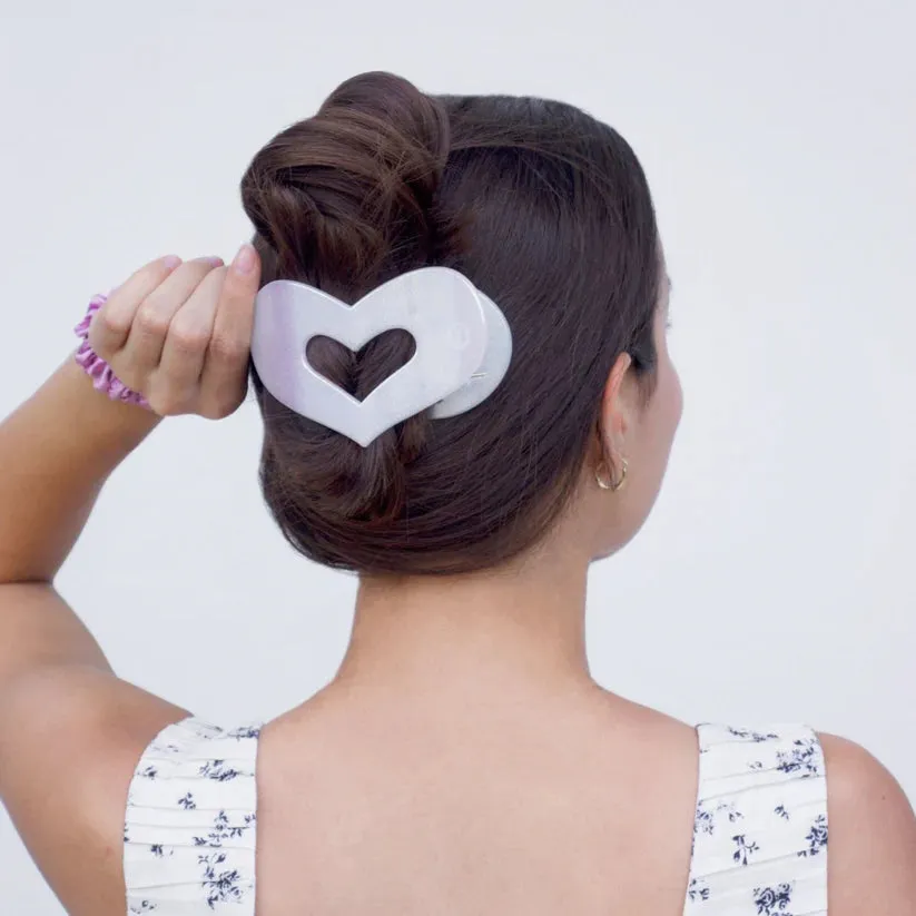 Mother of Pearl Heart Flat Clip | Teleties