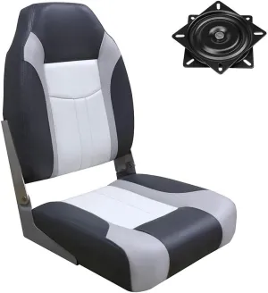 MSC Folding Boat Seat High Back Boat Seat with Seat Swivel 360 Degree Rotation