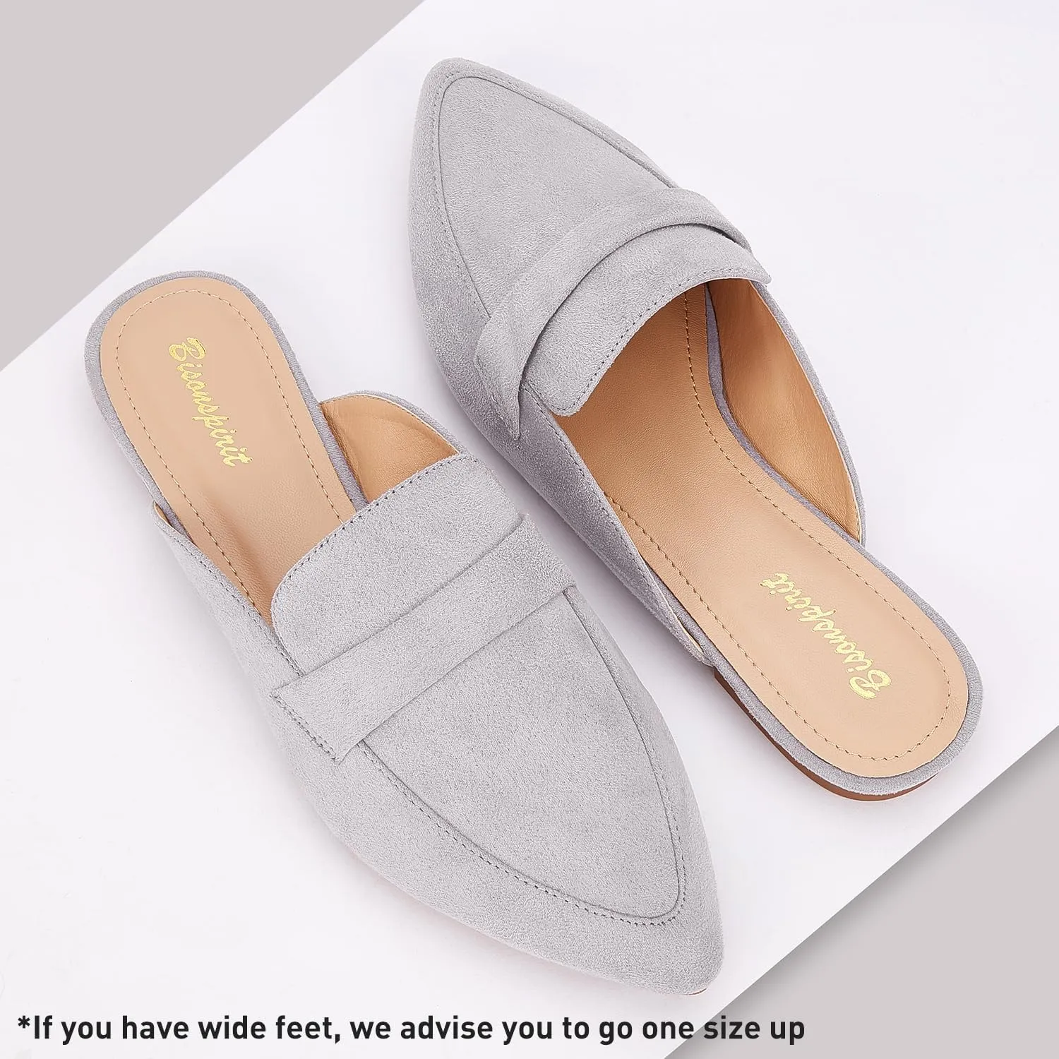 Mules for Women Flats Pointed Toe Slip On Mules Comfortable Loafer Shoes