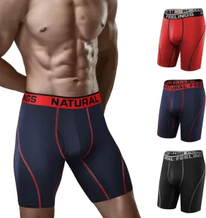 Natural Feelings Mens Underwear Boxer Briefs Long Leg 9 Inch Performance Boxer Briefs for Men