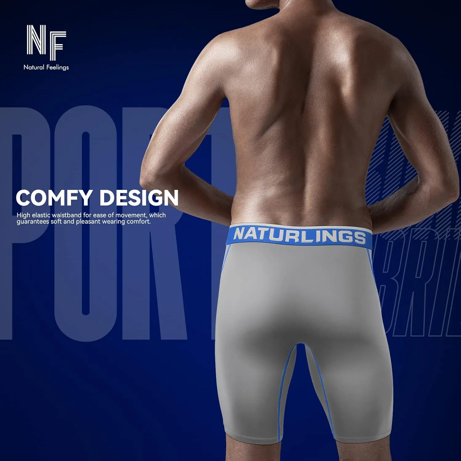 Natural Feelings Mens Underwear Boxer Briefs Long Leg 9 Inch Performance Boxer Briefs for Men