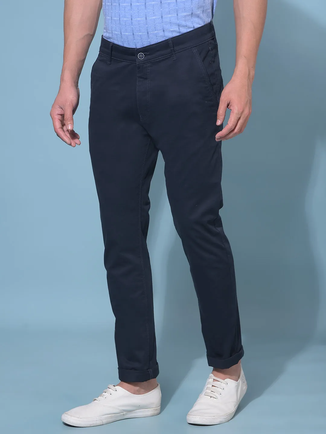 Navy Blue Stretchable Cotton Trousers
