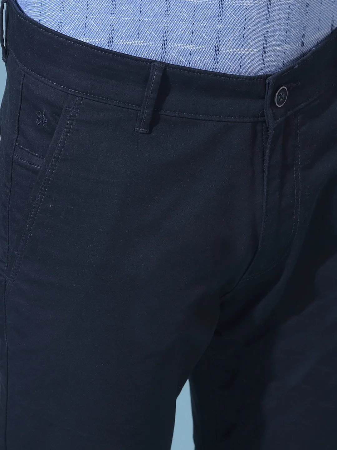 Navy Blue Stretchable Cotton Trousers