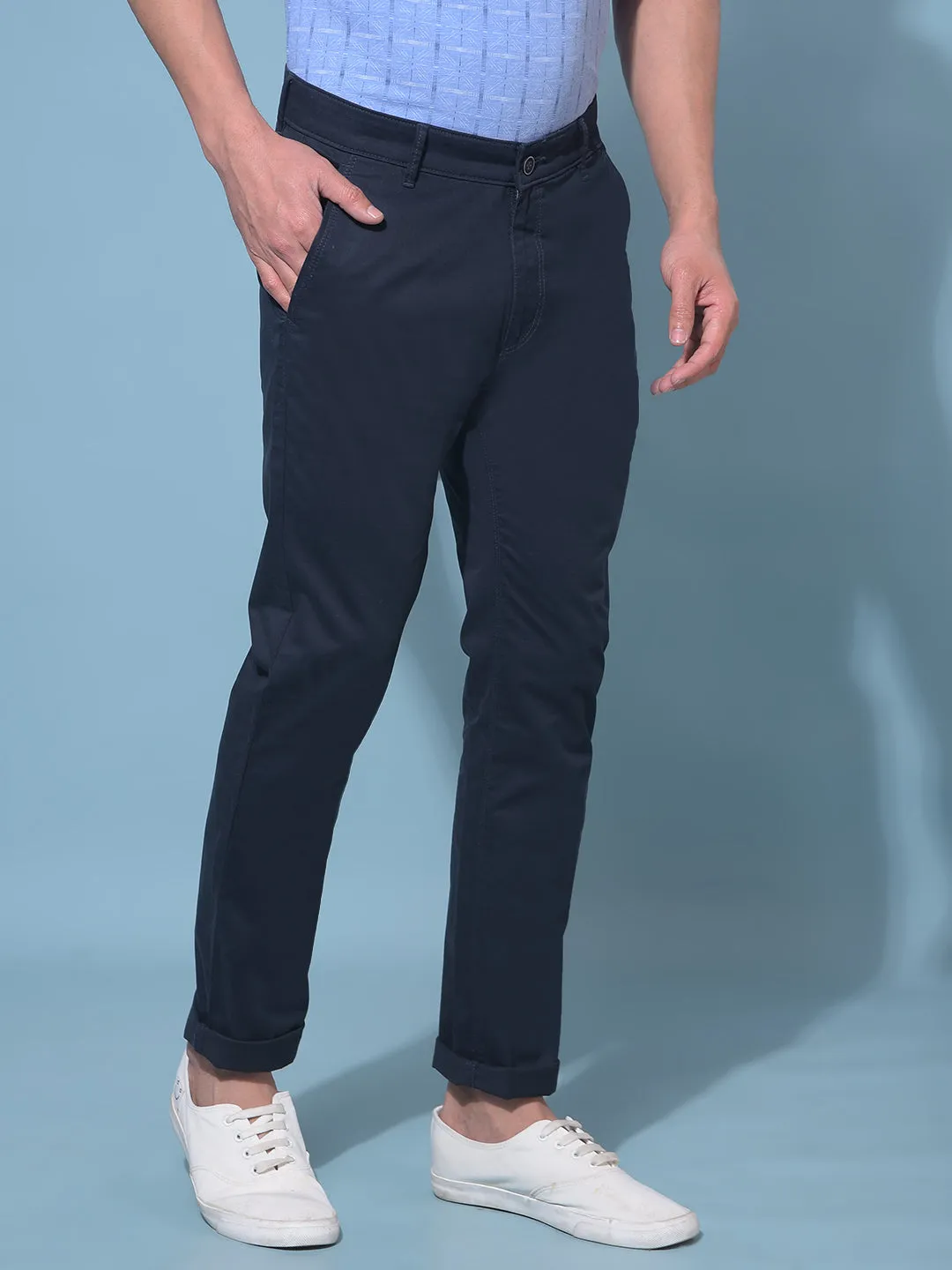 Navy Blue Stretchable Cotton Trousers