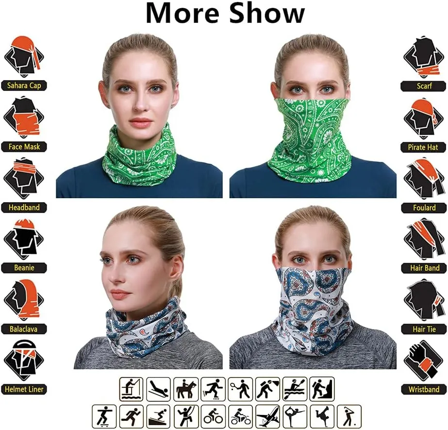 Neck Gaiter Headband Headwear Head Wrap Face Mask Magic Scarf Bandana for Men and Women