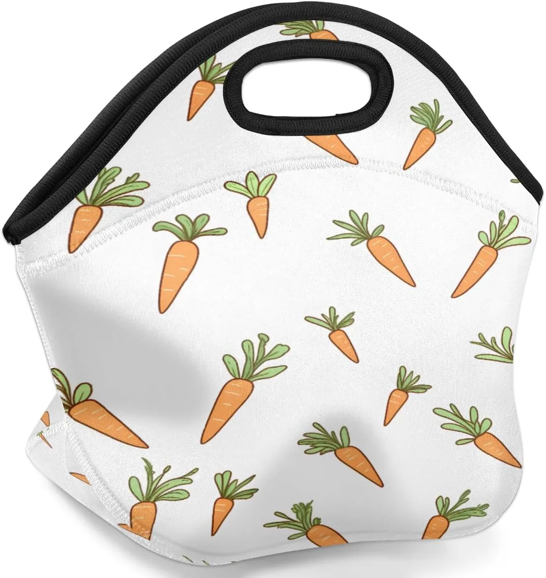 Neoprene Lunch Bag with Zipper for Women, Carrot Roots Reusable Insulated Lunch Tote Bag for Work Picnic, Easter Waterproof Cooler Lunchbox Food Handbag Tote