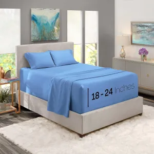 Nestl Extra Deep Pocket King Size Sheets - Fits Mattress 18-24 Inches, 4 Piece Set, Calm Blue