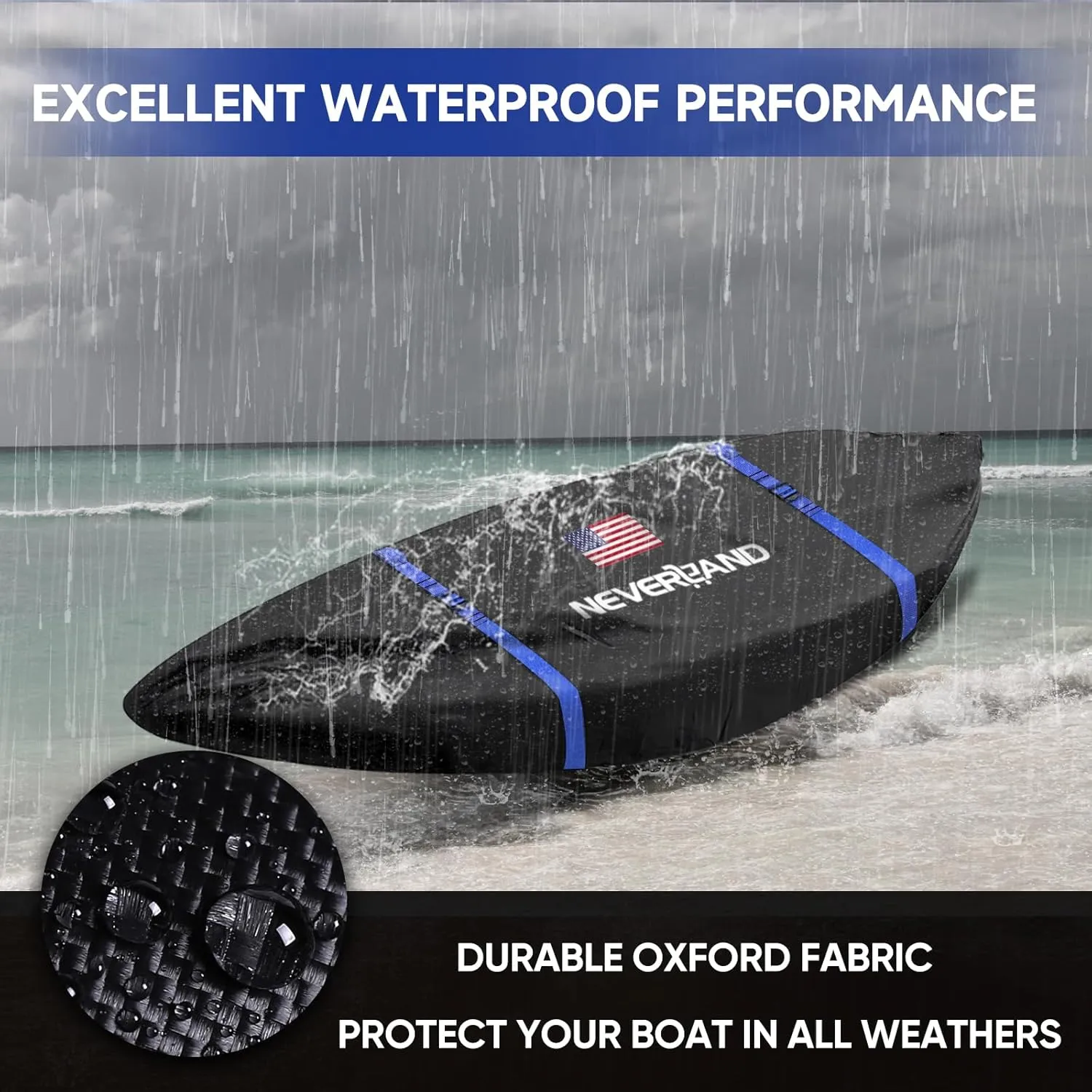 NEVERLAND Kayak Cover 12.3 to 13.5 Feet Waterproof Heavy Duty Kayak Covers for Outdoor and Indoor Storage Kayak UV and Dust Resistant Protection Black