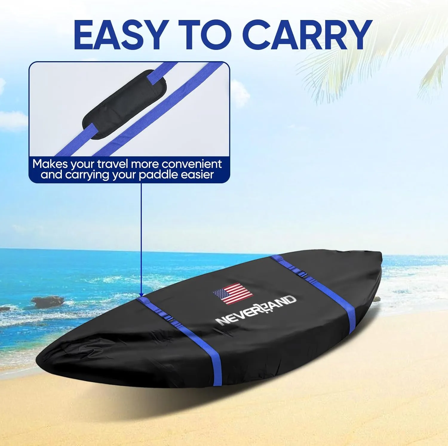 NEVERLAND Kayak Cover 12.3 to 13.5 Feet Waterproof Heavy Duty Kayak Covers for Outdoor and Indoor Storage Kayak UV and Dust Resistant Protection Black