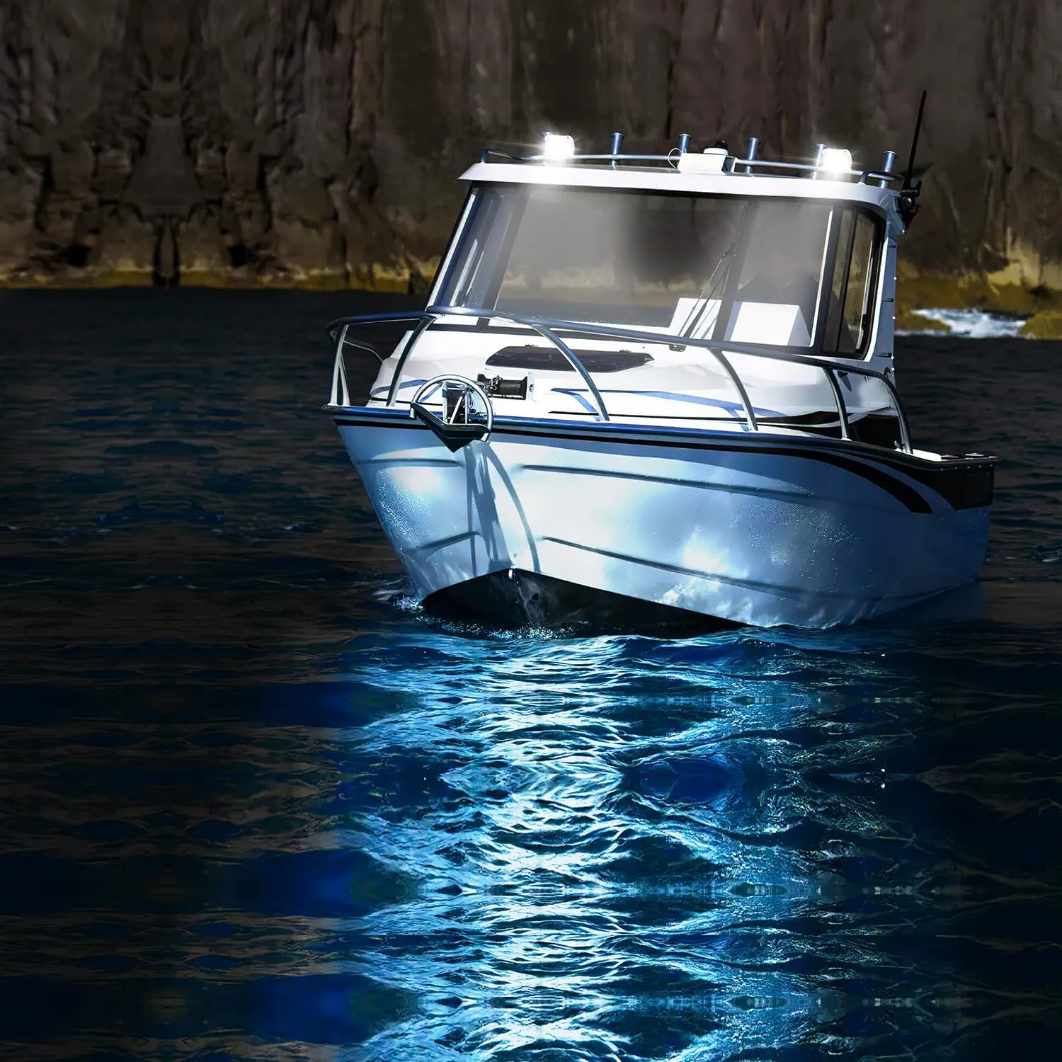 Nilight Marine LED Light Pods Navigation Lights 2PCS 4 Inch White Spot Flood Combo Ponton Boat Deck Dock Lighting for Night Fishing T-top Stern Yacht Port Sailboat Trucks Tractors