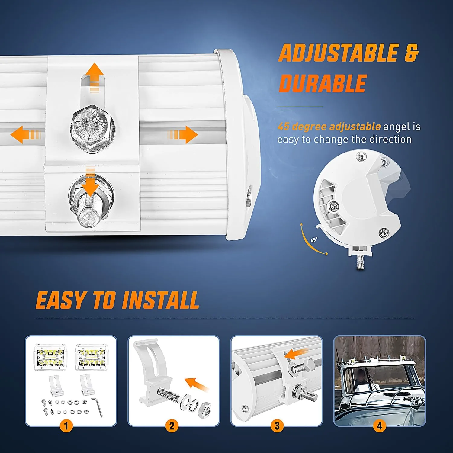 Nilight Marine LED Light Pods Navigation Lights 2PCS 4 Inch White Spot Flood Combo Ponton Boat Deck Dock Lighting for Night Fishing T-top Stern Yacht Port Sailboat Trucks Tractors