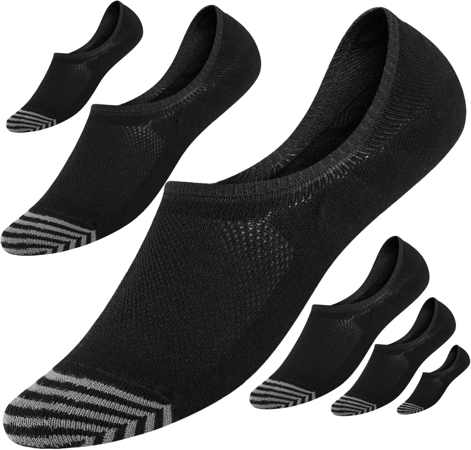 No Show Socks for Men 6 Pack,Non Slip Cotton Low Cut Short Socks for Sneaker Loafer Running