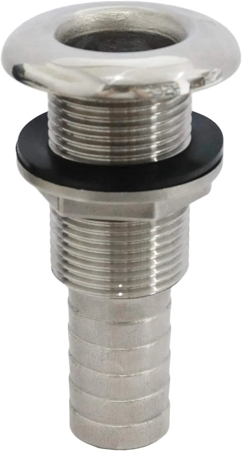 NRC&XRC Marine Grade Stainless Steel Barbed Standard Length Straight Thru-Hull with Nut&Custom Gasket for Boat