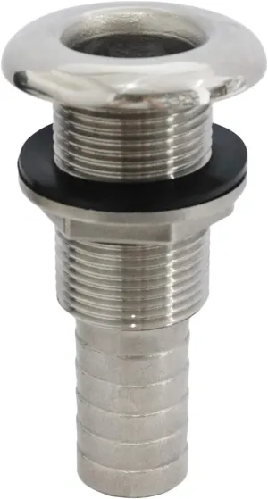 NRC&XRC Marine Grade Stainless Steel Barbed Standard Length Straight Thru-Hull with Nut&Custom Gasket for Boat