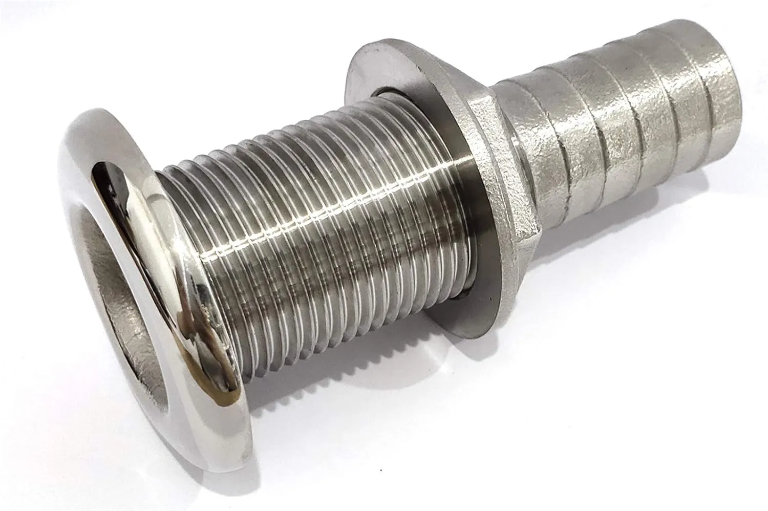 NRC&XRC Marine Grade Stainless Steel Barbed Standard Length Straight Thru-Hull with Nut&Custom Gasket for Boat